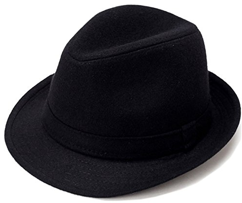 Herren Classic Manhattan Structured Gangster Trilby Fedora Hut mit Band (Schwarz)