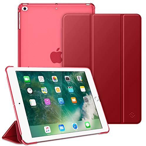 Fintie Hülle für iPad 9.7 Zoll 2018/2017 - Ultradünn Schutzhülle mit transparenter Rückseite Abdeckung Cover mit Auto Schlaf/Wach für 9.7 iPad 6. Generation / 5. Generation, Rot