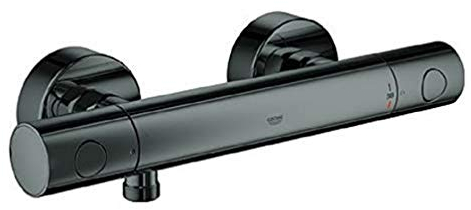 GROHE Grohtherm 1000 Cosmopolitan - Thermostat-Brausebatterie (wassersparend, ergonomischer Metallgriff, Sicherheitssperre bei 38°C), hard graphite, 34065A02