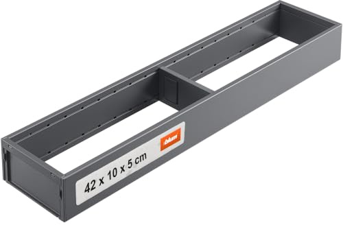 Blum AMBIA-LINE Schubladen-Organizer Stahl 42×10×5 cm | Oriongrau | Küche | Magnetplattenhalter – kein Verrutschen | Besteckeinsatz & Schubladentrenner aus Stahl | Für Küche, Bad & Kleiderschrank
