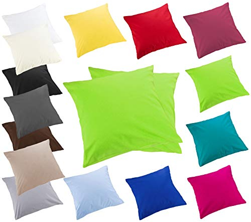 Moon 2er Pack Luxury Linon Kissenbezug 100% Baumwolle-apfelgrün-50x50