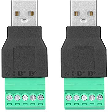USB Anschluss, Schraubanschlussstecker, 2 Stück USB Stecker auf 5 Poligen Schraubanschluss Adapter Geeignet für Geräte mit USB-Schnittstellenanschlüssen
