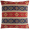 pillowerus Dekorativer großer Überwurf-Kissenbezug, rot und blau, 55.9 x 55.9 cm, Outdoor-Kissen für Terrasse, Boho-Raumdekoration für Couch, ethnische Kissen, Azteken-Wandteppich