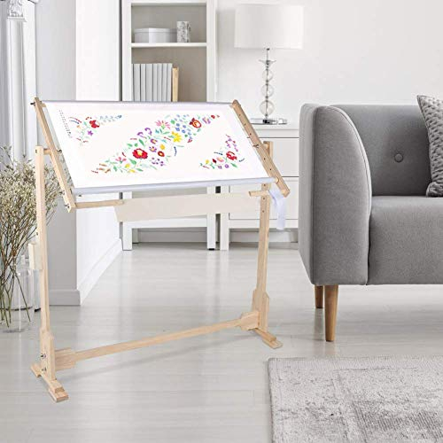 Greensen Kreuzstich Ständer, Holzrahmen Stickständer Modern Kreuzstich Rahmen Seidenmalerei Rahmen Stickrahmen Holz Einstellbar Stickerei Ständer 80 x 52 x 79 cm