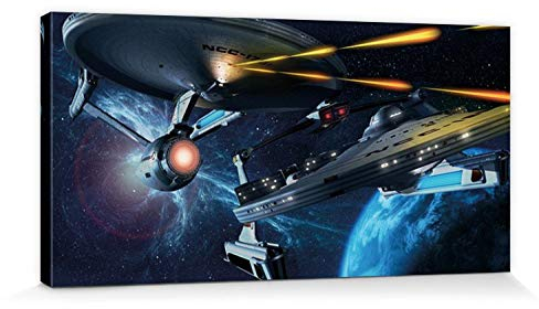 1art1 Star Trek Poster Enterprise Vs Reliant Bilder Leinwand-Bild Auf Keilrahmen | XXL-Wandbild Poster Kunstdruck Als Leinwandbild 60x30 cm
