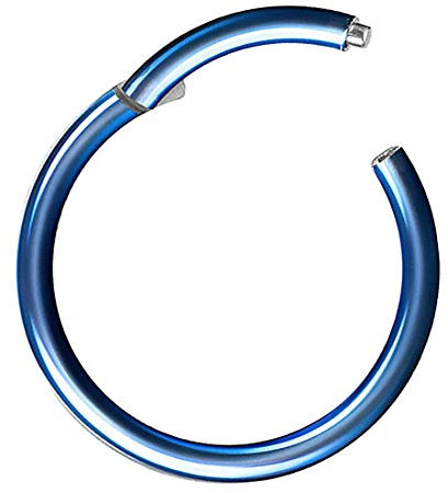 Piercing Ring Segmentring Clicker Scharnier Septum Tragus Helix Ohr Nase Lippe Nasenring Nasenpiercing Lippenpiercing Dünn Blau 0,8mm x 10mm
