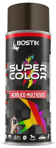 Bostik SUPER COLOR MARRÓN CHOCOLATE RAL 8017, Pintura en Spray Acrílica para Uso Profesional y Doméstico, Multiusos, Secado Rápido, Acabado Brillante, Interior y Exterior, Bote 400 ml