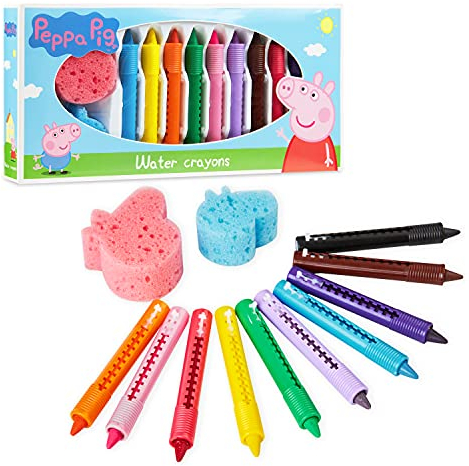 Peppa Pig Juguetes Baño Bebe, Ceras de Colores para Niños, Juguetes Bañera, Rotuladores Bañera Lavables