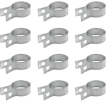 Wdwlbsm 12 Pack Brace Bands Chain Link Fence, Galvanized Steel Chain Link Brace Band Use for 1-3/8 Outside Diameter Post/Pipe, Gate, Fences Panels