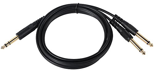 CERRXIAN Cavo audio TRS stereo Y splitter da 1/4, placcato oro da 6,35 mm TRS maschio a doppio cavo audio mono da 6,35 TS maschio