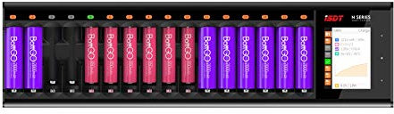 ISDT N16 LCD Display Universal Battery Charger , 16-Slot Speedy Smart Fast Charger for Rechargeable Batteries AA AAA Li-lon LiHv Ni-MH Ni-Cd LiFePO4 Discharge Protect Function, Black, 464x108x57 mm