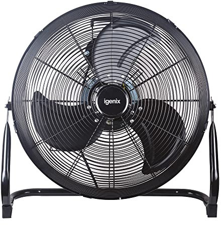 Igenix DF1800 18 High Velocity Floor Standing Fan – Powerful Air Circulator with 3 Speed Settings, Adjustable Tilt Head, Free Standing Fan for Gym, Home, Garage & Office, Black