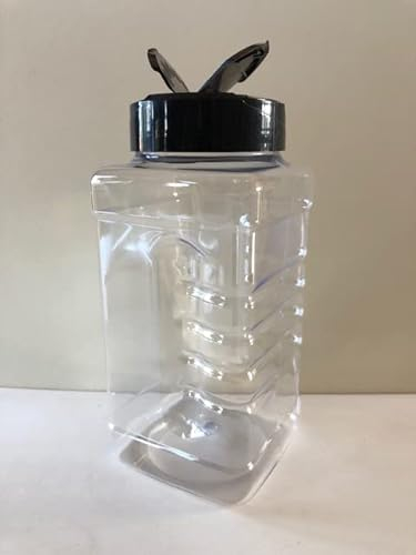 Generic 500ml Square Gripper Jars with Black Shaker Caps (12), Plain, Spice Jar, FOOD_STORAGE_CONTAINER, 6.5 cm (L) x 6.5 cm (W) x 14.5 cm (H), Recommended for Spices