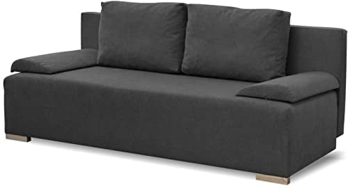 bonni Schlafsofa Ecco Plus, Sofa mit Bettkasten und Schlaffunktionn, Klappsofa, Schlafcouch, Bettsofa, Couch vom Hersteller, Couchgarnitur, Sofagarnitur (Graphit)