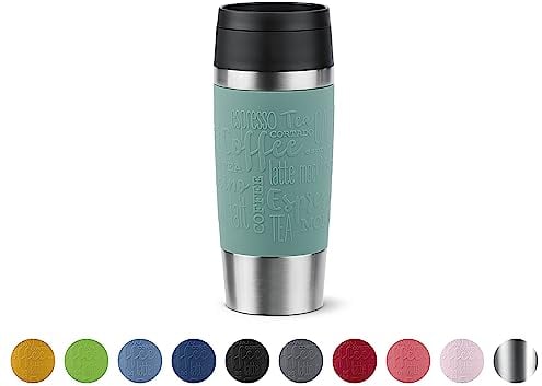 Emsa N20210 Travel Mug Classic Gobelet isotherme 0,36 l | Bouchon à vis confortable | Acier inoxydable | 4 h chaud et froid 8 h | 100% étanche | Passe au lave-vaisselle | Ouverture à 360° | Bleu