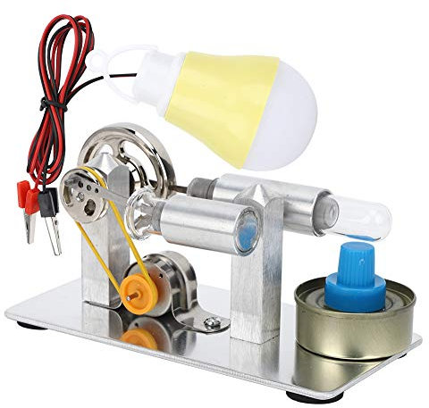Stirling Engine Motor Kit, Steam Heat Electricity Power Generator Mini Steam Engine Model Physical Experimental Education Toy Craft DIY for Kids Students Stirling Engine Motor