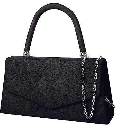 Women's Suede Envelope Clutch, Evening Bag With Faux Leather - Retro Style Handbag for Parties, Weddings, Events (One Size)