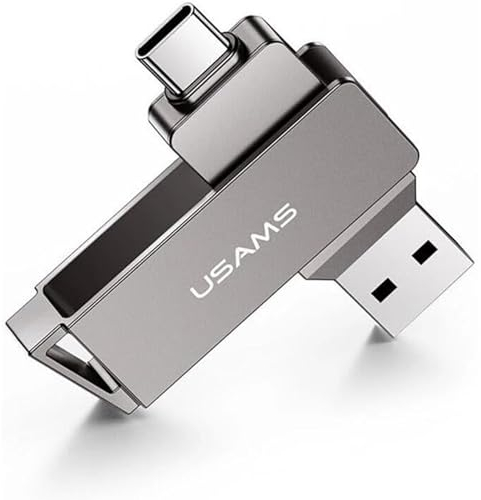 P4Y US-ZB201 USB-Stick Typ C + USB 3.0, drehbar, schnell, Eisengrau, 128 GB
