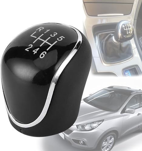 Juttzzei Ford Schaltknauf, Manuell Schaltknauf 6 gang for Ford Focus Fiesta Mk2 Mk3 Mk4 C-Max S-Max Kuga Mondeo IV Galaxy Facelift Schaltknauf, Verbessert PU Leder Ford Focus Schaltknauf-Schwarz