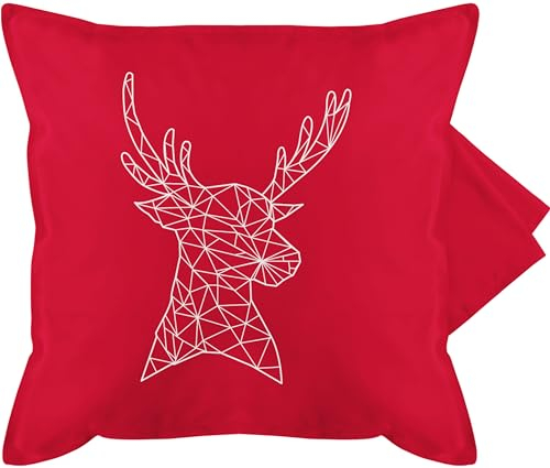 Shirtracer Kissenbezug - Statement - Hirschmotiv I Hirsch I Deer - 50 x 50 cm - Rot - hirschkissen Statement-Kissen Statements mit bezug sofakissen weißer kissenhülle kissenhüllen Kissen kissenbezüge