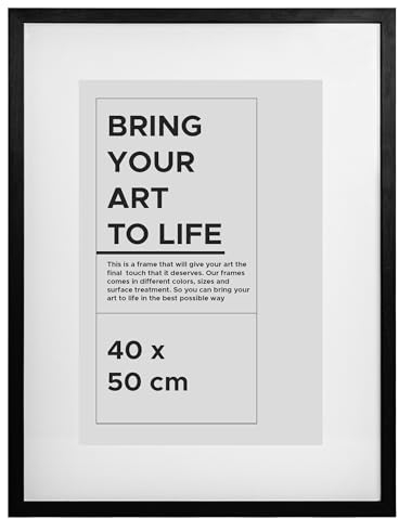 Estancia Schwarzer Bilderrahmen aus Kiefernholz 40x50 cm mit Bruchsicherem Acrylglas | Moderner Holzbilderrahmen 40 x 50 cm