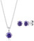 Philip Jones Sterling Silver February (Amethyst) Birthstone Necklace & Earrings Set Created with Zircondia® Crystals