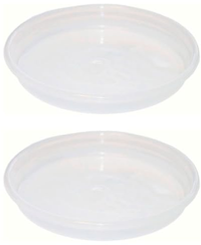 Acan Tradineur - Pack de 2 Platos Transparentes para Maceta, plástico, Bandeja, platillo Redondo para Tiesto de Interior, Exterior, jardín, terraza o balcón, Ø 16 cm