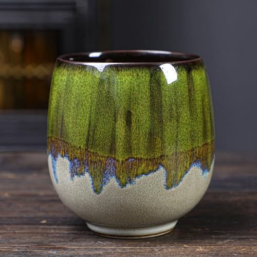 ERBO Espressotassen Cappuccino Tassen 170ml, Keramik Tasse, Kaffeetasse Teetasse Espressotasse, Kaffeebecher Espresso Tassen aus Keramik für Kaffee, Latte und Tee, Künstlerdesign Tasse (Grün)