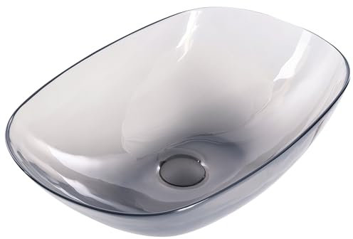 Lavabo sobre encimera de baño solid surface semi transparente 54 x 36 cm negro MOENGO