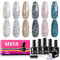 MEFA UV Nagellack Glitzer, 6 Farben Rosa Schwarz Blau Silber Farben 7 ML Soak Off UV LED Gel Nagellack Schellack Set für Gelnägel Nail Art Kit Maniküre Nageldesign Nägel Selber Machen