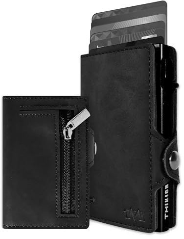 TMillions Smart Wallet Herren Slim – RFID Portemonnaie aus Echtleder mit Münzfach & Kartenetui – Dünnes Männer Portmonee mit Scheinfach & Kartenfächern – Geschenkbox – Ideal für Alltag & Reise