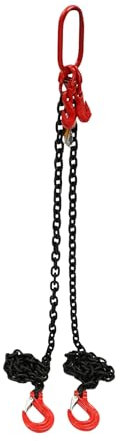 Kettengehänge 2 Strang 2m, Festigkeit Forstkette, Verkürzungshaken Krankette Anschlagkette Krangehänge, 8 mm Dicke