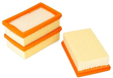 QWORK® 3 Pack Flat Pleated Filters for Wet and Dry Vacuum Cleaners Suitable For Kärcher WD 4, WD 5, WD 6 Series
