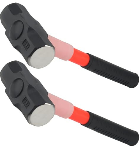 JOIKIT 2 PCS 4lb Sledge Hammer, 1.8kg Club Hammer with PPR Handle, High-Carbon Steel Head Lump Hammer for Camping, Rock