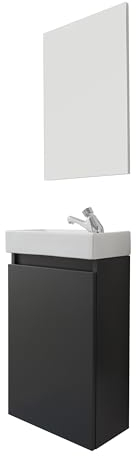 trendteam smart living - Champ - Set di mobili da bagno compatto (Wbuu + lavandino + specchio) - grigio - 40 x 60 x 21/39 x 60 x 2 cm - antigraffio