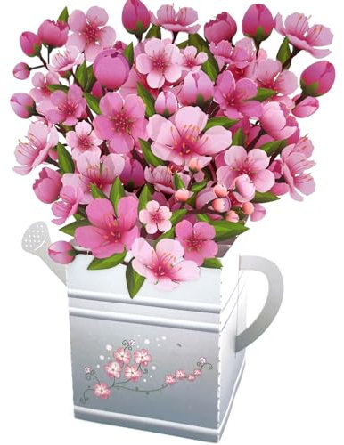 Hierein Pop Up Karte Geburtstag Kirschblüten, Schöne Geburtstagskarte Frau mit Sakura Blüten, 3D Blumen Geburtstagskarte für Mama Mädchen Freundin Freunde, Geburtstagsgeschenk, Danke Karte