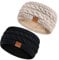 Hatromm Stirnband Damen Winter Wolle 2 Pack, Ohrenwärmer Gestrickt Dick Mit Fleece Gefüttert, Haarband Kaltes Wetter Warme Ohrenschützer (Schwarz+Haferflocken)