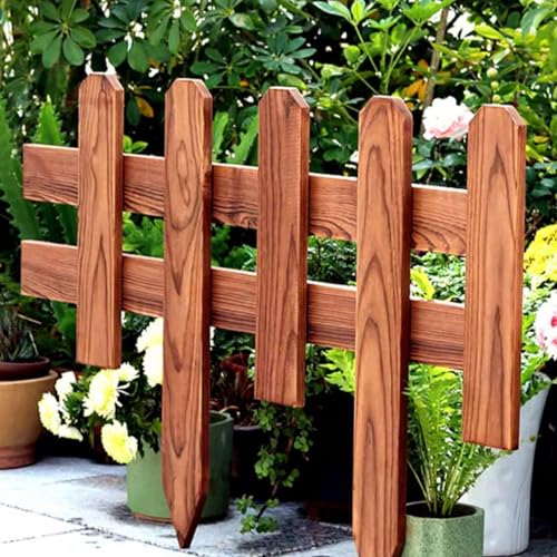 10 Paneele Dekorativer Gartenholz-Lattenzaun Einfassungszäune für Den Hof Lattenzaun-Grenze Gartenlattenzaun Landschaftszaungrenze,Brown