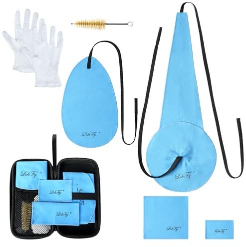 Alto/Tenor/Soprano Saxophone Cleaning Swab Kit,Clarinet Flute Trumpet Cleaning Kit with Case for Wind & Woodwind Instruments, Combo Including Sax Cleaning Microfiber Cloth,Mouthpiece Brush,Gloves