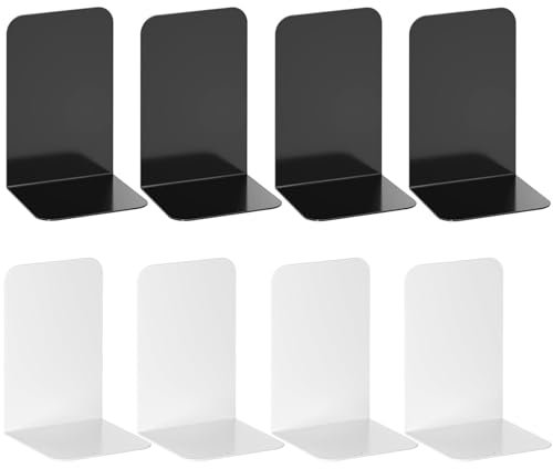 Lot de 8 Serre-Livres en Acrylique Bicolore, Serre-Livres en Acrylique Noir et Blanc, Serre-Livres Durables pour Maintenir Les Livres, pour Bibliothèque, Chambre, Bureau, École et Bureau