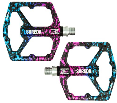 Shredr. Flat Pedal | Superleichte MTB Pedale | 2 Größen, 2 Special Edition Farben (pink/türkis, M)