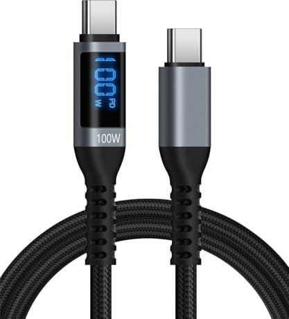 Leizhan 1.2m USB C to USB-C Cable 100W, Fast Charging with LED Indicator for iPhone 16/15 Series, MacBook Pro/Air, iPad, Galaxy S23/S22