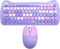 Wireless Mouse and Keyboard Set, Cute Cat Keyboard Mouse Combo for Present, 2.4G Cordless Computer Mice with USB Receiver for Laptop PC MAC (Taro Purple)