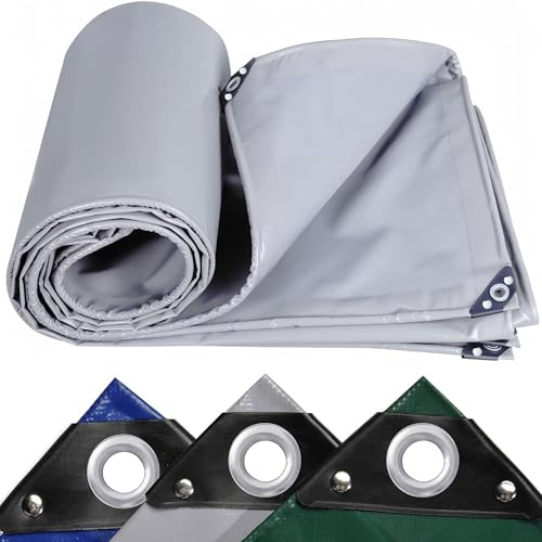 LDQBF bâches imperméables et résistantes à l'eau,1x3m 520g/m² PVC bâches Qualité supérieure Bâche en,pour Table et chaises,Piste de Poulet,bûches de Bois,bâche Piscine Gris