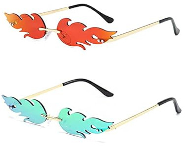 Bvxchg 2 Stück Flammen Sonnenbrille,Flammen Lustige Schnelle Brille Partybrille for Maskerade Party Dekoration