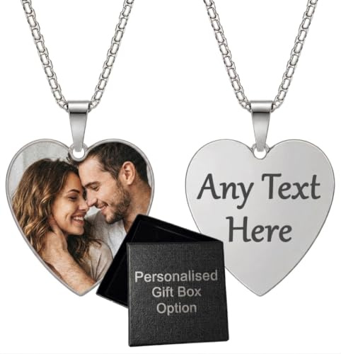 Personalised Heart Locket Pendant Necklace for Women & Girls – Custom Photo Engraving Gift for Mum, Daughter, Grandma, Friends Mother’s Day, Birthdays, Valentine’s Day