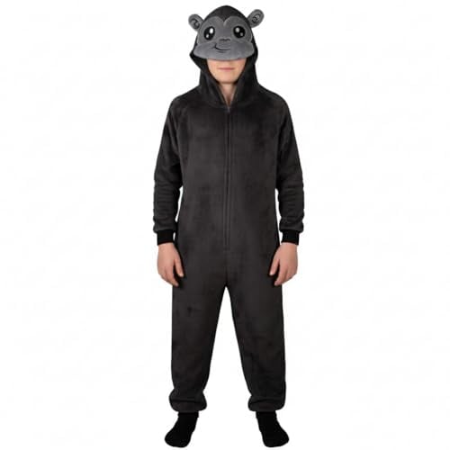 A2Z 4 Kids Girls Boys Gorilla Costume Jumpsuits Soft Plush Fleece Playsuit Kids Animal Hooded Sleepsuit Kids One Piece Cosplay Suit All in One Gorilla Xmas Pyjamas Age 2-14 Years