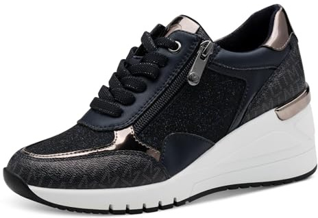 Marco Tozzi Damen Wedge Sneaker Freizeit mit Keilabsatz, Blau (Navy Comb), 38 EU