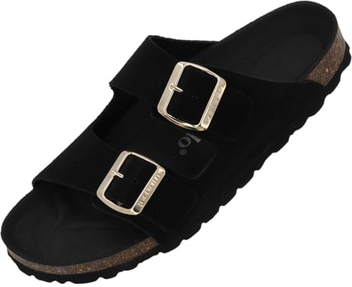Palado Pantoletten Damen Korfu Mono - bequeme Sandalen Made in Spain - Hausschuhe mit dämpfendem Kork-Fußbett - modische Sommerschuhe
