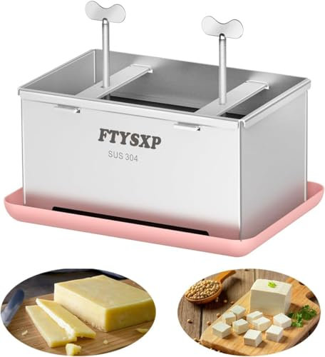 Tofu prensa -304 acero inoxidable vegano Tofu prensa para acelerar la eliminación del agua de la seda en 10-30 min para tofu sólido sólido Exprimidor de queso y jamón sin grieta BPA (22*16*12 cm)